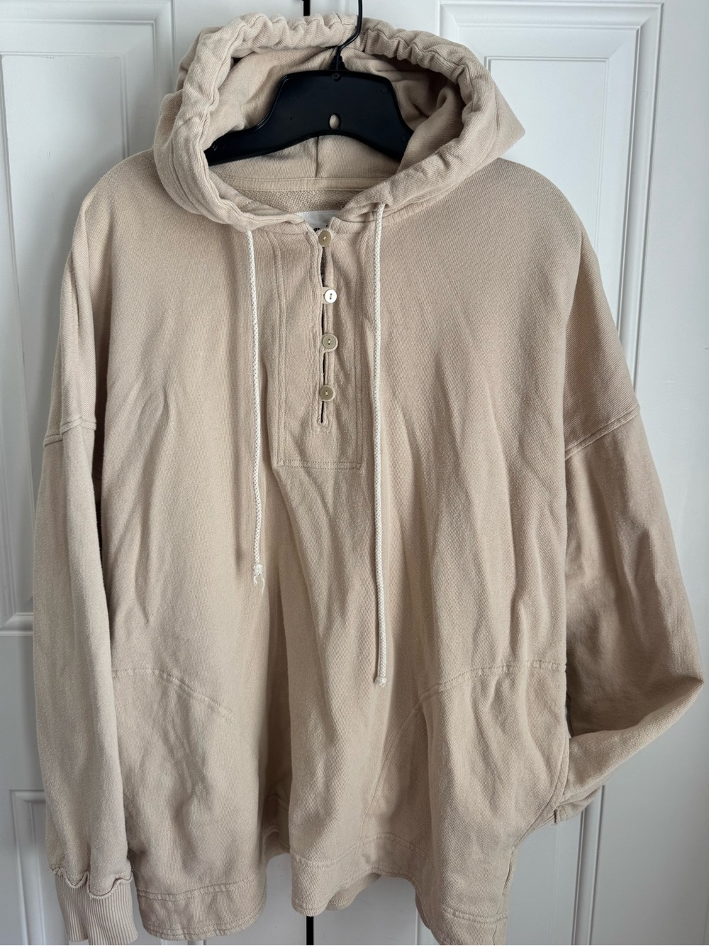AERIE Women’s Oversized Hooded Pullover Sweatshirt with button detail